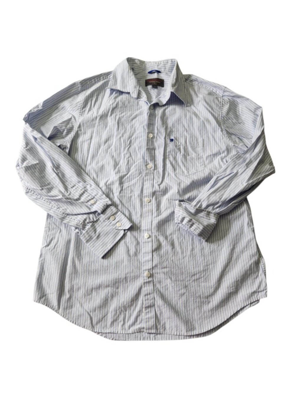 Mens Mossimo Blue White Stripe Button Dress Shirt Premium Vintage 100% Cotton L - Picture 2 of 10